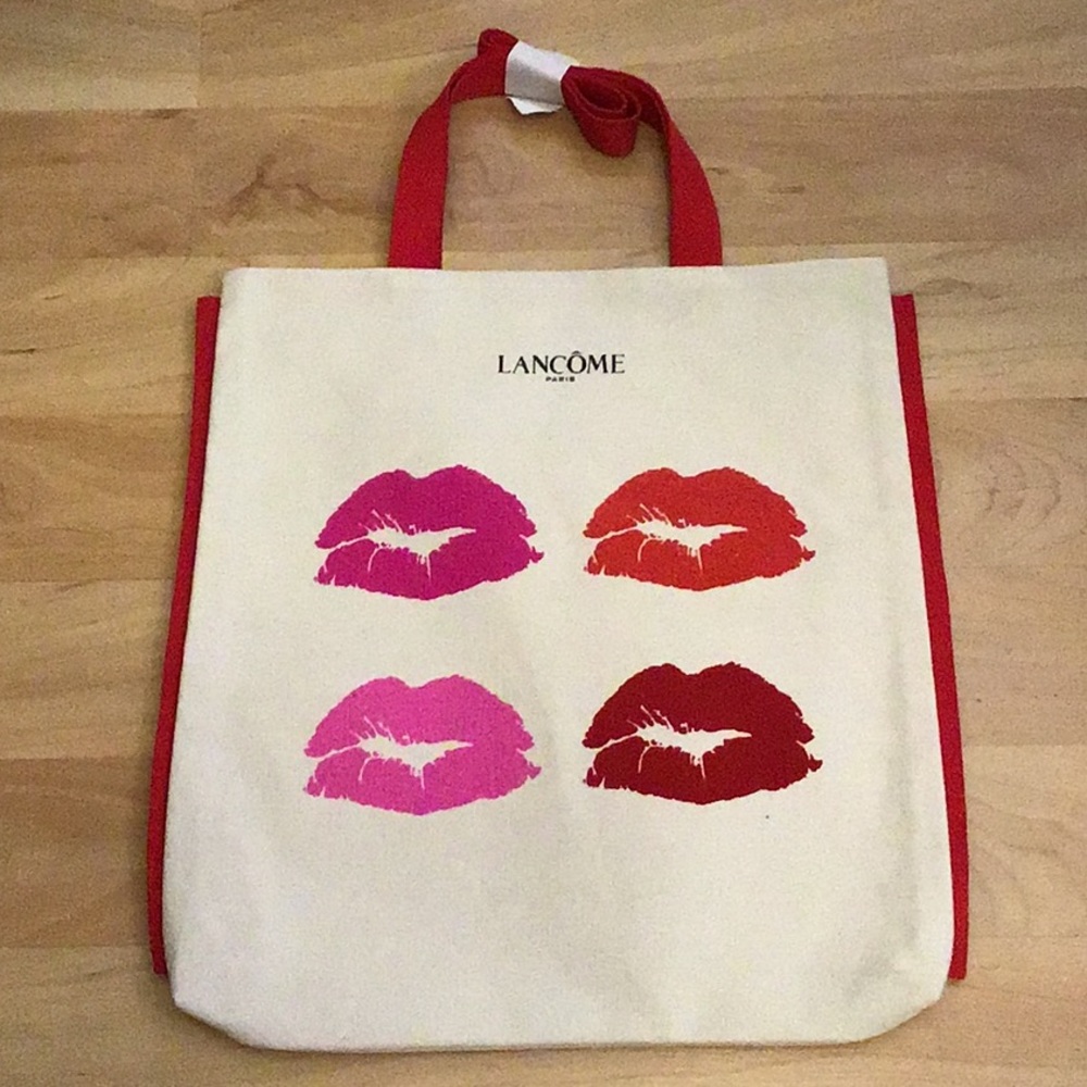 NWOT Lancome Tote Bag Canvas Lip Design